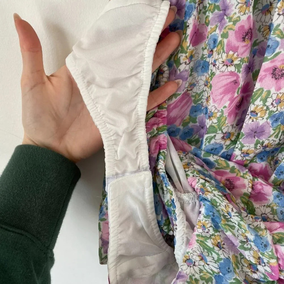 Zara Watercolor Floral Draped  Deep V Neck Plunge Bodysuit Sz Small - Picture 10 of 10